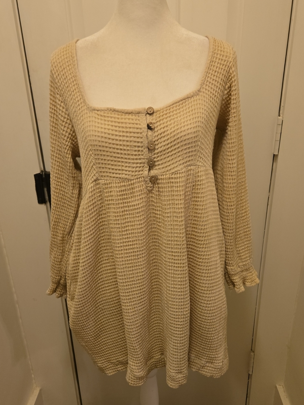 Free People Waffle Knit Dress or Coverup With Pockets Size Small